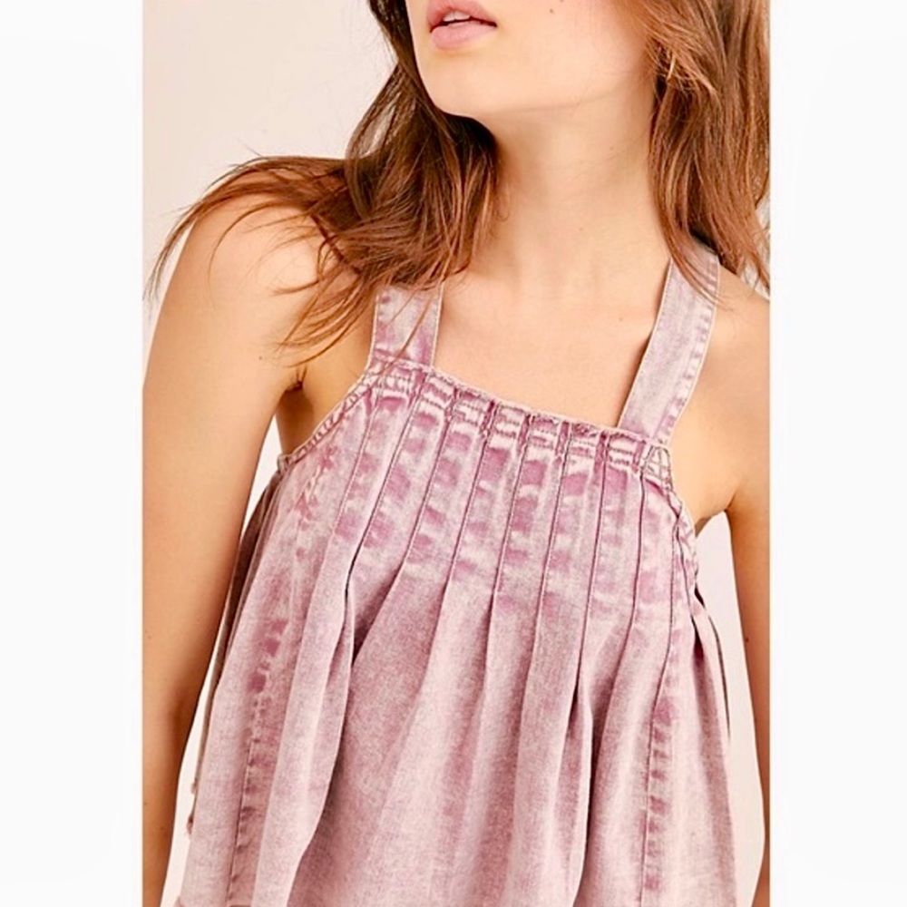🌺🎉HP🎉🌺 NWT Free People Marina Babydoll Denim Top - Picture 3 of 16